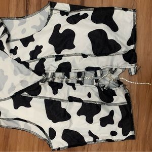 Cowprint SHEIN lace up top. Size L